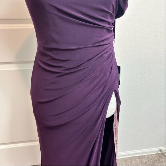 IEENA FOR MAC DUGGAL FOLD OVER ONE SHOULDER GOWN WOMEN DEEP PURPLE SIZE 2 NEW - Picture 9 of 12